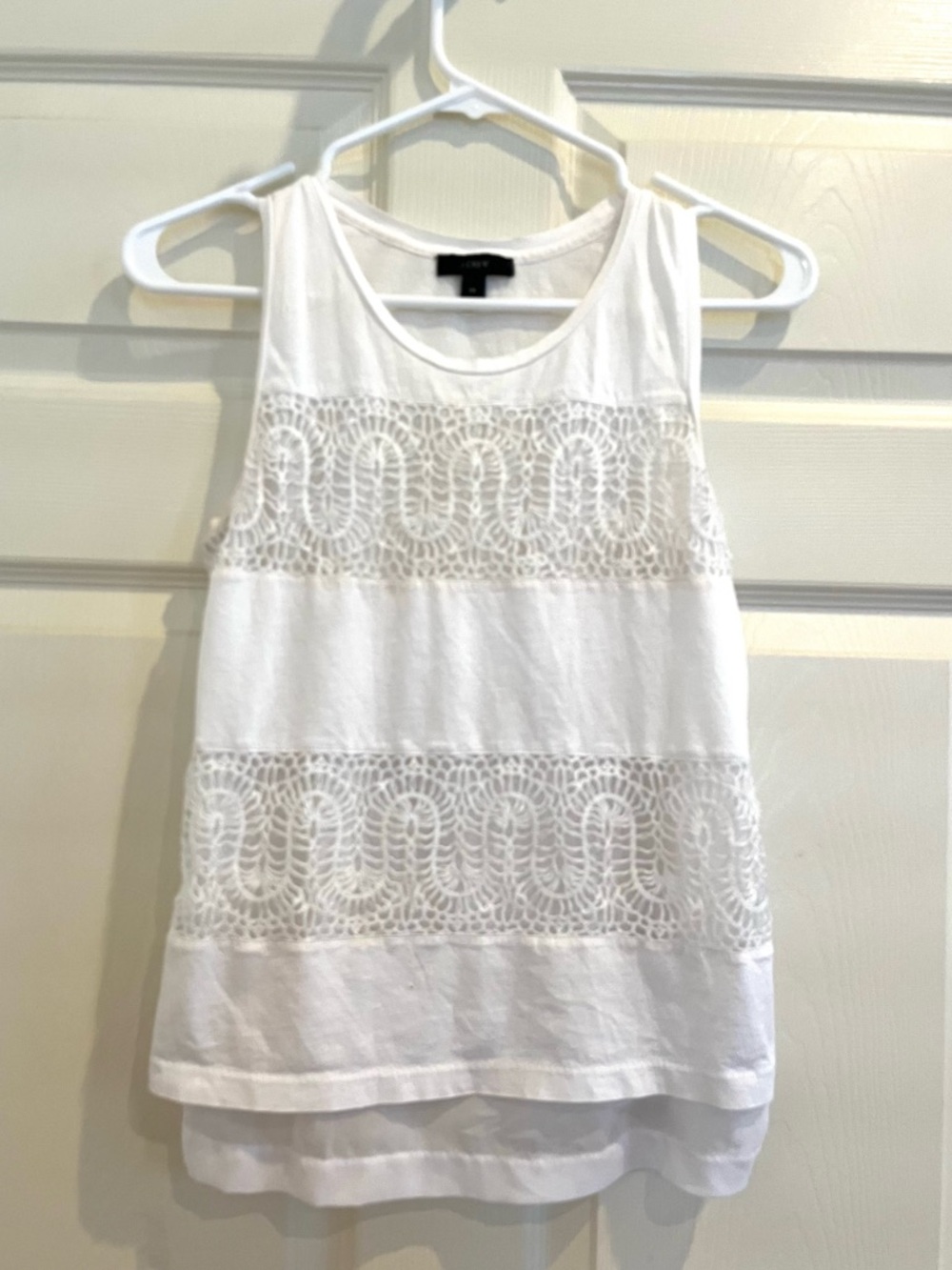 J. Crew White Crochet Panel Sleeveless Tank